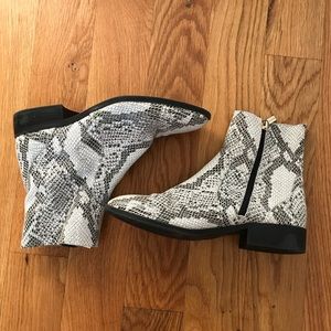 Topshop Faux Snakeskin Chelsea Boots